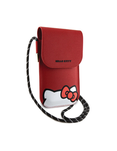 Torebka crossbody na telefon Hello Kitty Leather Hiding Kitty Cord Czerwony