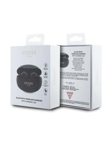 Słuchawki TWS + Etui Ładujące Guess True Wireless Classic Est BT5.3 Czarny