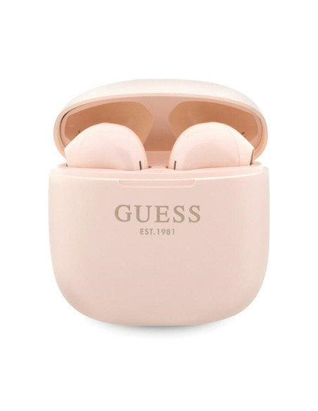 Słuchawki TWS + Etui Ładujące Guess True Wireless Script Logo BT5.3 Różowy