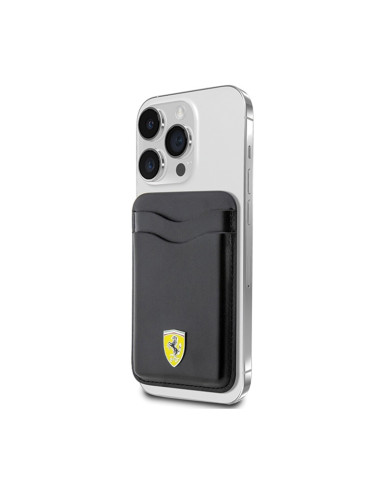 Portfel magnetyczny Ferrari Wallet Cardslot MagSafe Leather 2023 Czarny