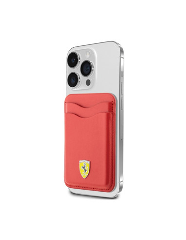 Portfel magnetyczny Ferrari Wallet Cardslot MagSafe Leather 2023 Czerwony