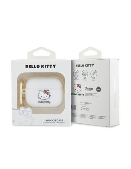 Etui Do AirPods Pro 2 Hello Kitty Silicone 3D Kitty Head Biały