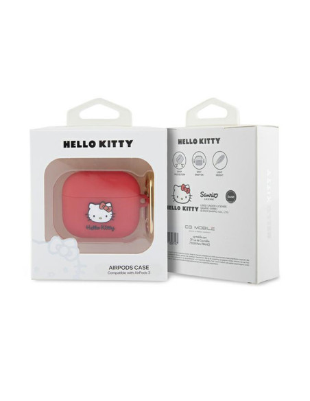 Etui Do AirPods 3 Hello Kitty Silicone 3D Kitty Head Różowy