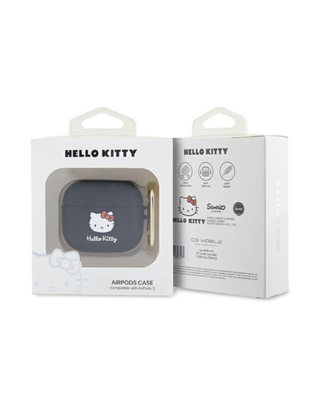 Etui Do AirPods 3 Hello Kitty Silicone 3D Kitty Head Czarny