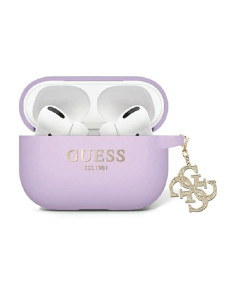 Etui Do AirPods Pro 2 Guess Liquid Silicone Glitter Triangle Charm Fioletowy