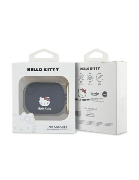 Etui Do AirPods Pro Hello Kitty Silicone 3D Kitty Head Czarny