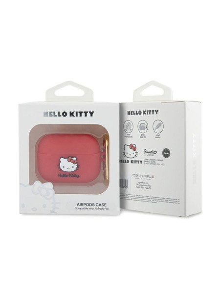 Etui Do AirPods Pro Hello Kitty Silicone 3D Kitty Head Różowy