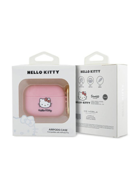 Etui Do AirPods Pro Hello Kitty Silicone 3D Kitty Head Różowy