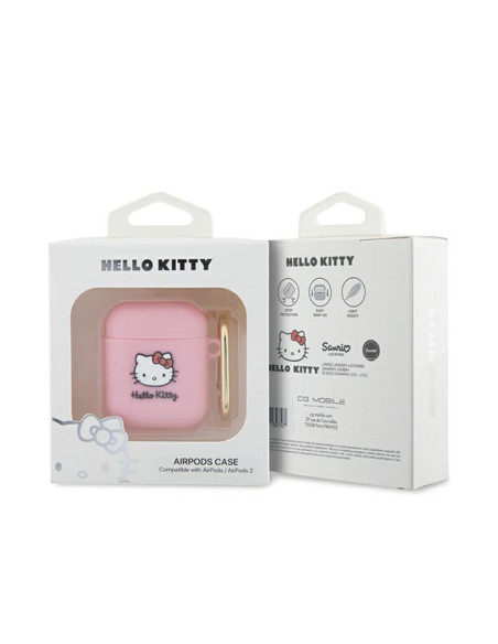 Etui Do AirPods 1/2 gen Hello Kitty Silicone 3D Kitty Head Różowy