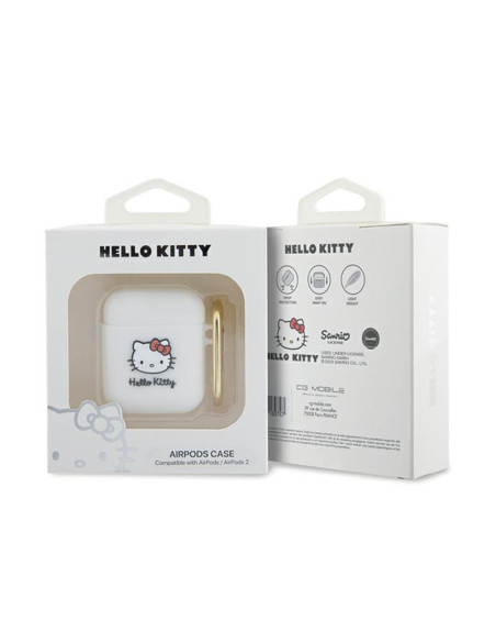 Etui Do AirPods 1/2 gen Hello Kitty Silicone 3D Kitty Head Biały