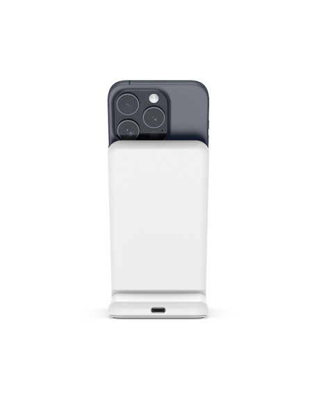 Ładowarka bezprzewodowa 2w1 z MagSafe do iPhone i AirPods Crong MagSpot Stand Biały