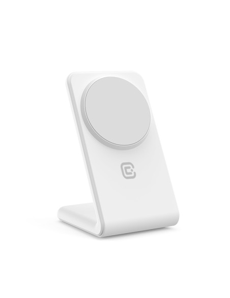 Ładowarka bezprzewodowa 2w1 z MagSafe do iPhone i AirPods Crong MagSpot Stand Biały