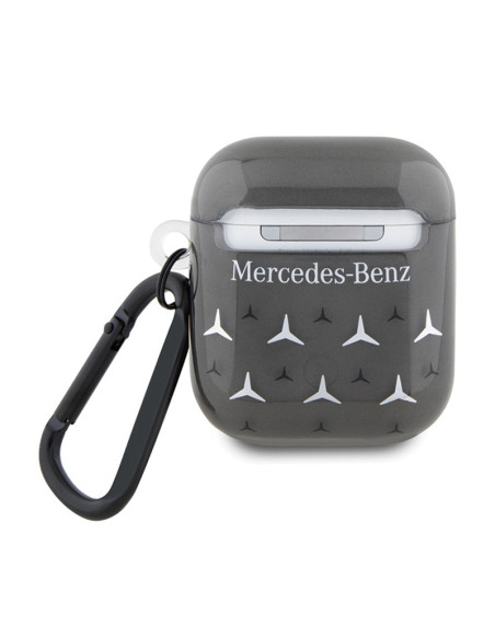 Etui Do AirPods 1/2 gen Mercedes Large Star Pattern Czarny