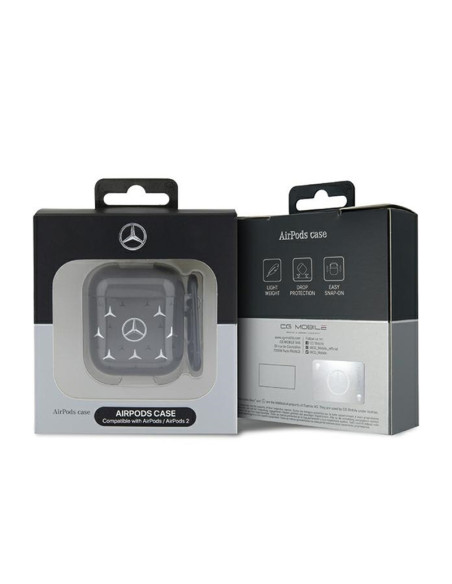 Etui Do AirPods 1/2 gen Mercedes Large Star Pattern Czarny