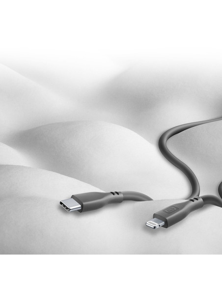 Kabel USB-C / Lightning certyfikat MFi 1.2 m Cellularline Soft Cable Czarny