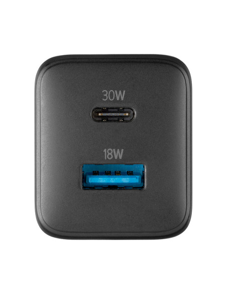 Ładowarka sieciowa USB-C & USB-A Power Delivery 30W Cellularline Multipower Micro GaN Czarny