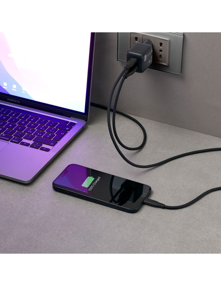 Ładowarka sieciowa USB-C & USB-A Power Delivery 30W Cellularline Multipower Micro GaN Czarny