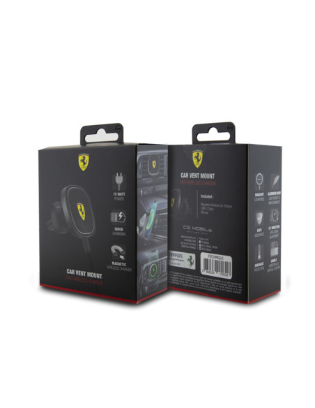 Magnetyczny uchwyt samochodowy z ładowaniem bezprzewodowym 15W Ferrari MagSafe Collection Czarny