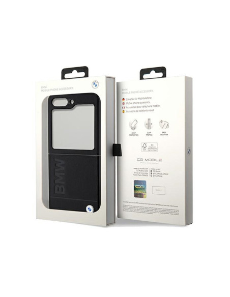 Etui Do Samsung Galaxy Z Flip 5 BMW Leather Hot Stamp Czarny