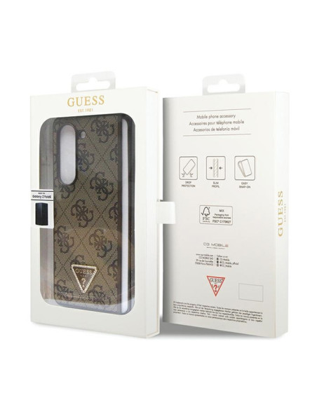Etui Do Samsung Z Fold 5 Guess Leather 4G Triangle Strass Brązowy