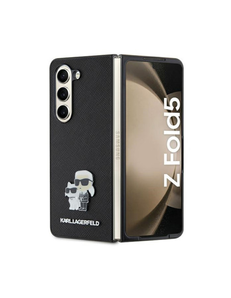 Etui Do Samsung Galaxy Z Fold 5 Karl Lagerfeld NFT Saffiano Karl & Choupette Pin Czarny