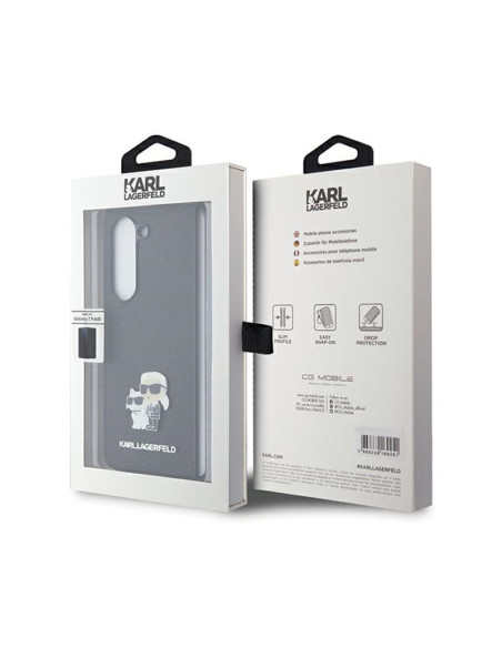 Etui Do Samsung Galaxy Z Fold 5 Karl Lagerfeld NFT Saffiano Karl & Choupette Pin Czarny