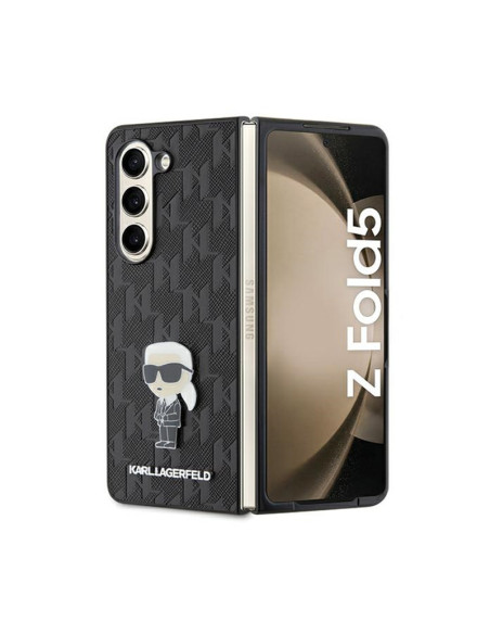 Etui Do Samsung Galaxy Z Fold 5 Karl Lagerfeld NFT Saffiano Monogram Ikonik Pin Czarny