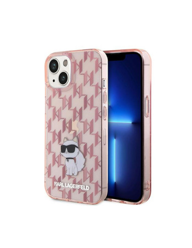 Etui Do iPhone 15 Karl Lagerfeld Monogram Choupette Różowy