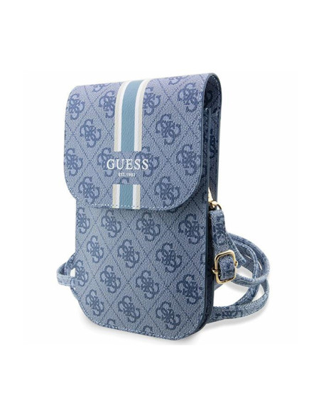 Torebka crossbody na telefon Guess 4G Stripes Niebieski