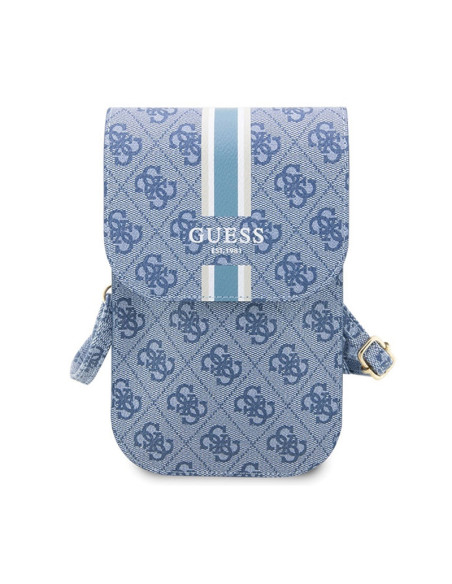 Torebka crossbody na telefon Guess 4G Stripes Niebieski