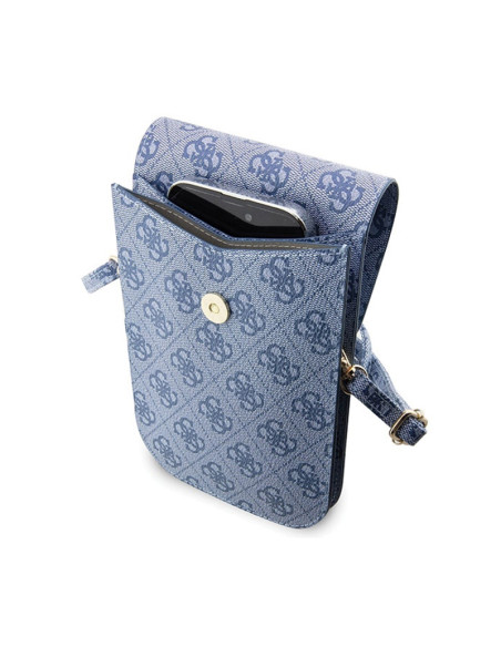 Torebka crossbody na telefon Guess 4G Stripes Niebieski