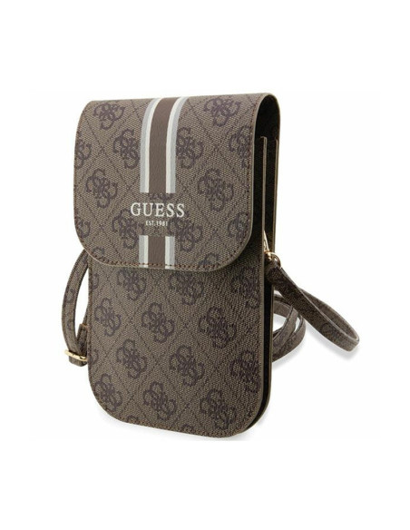 Torebka crossbody na telefon Guess 4G Stripes Brązowy