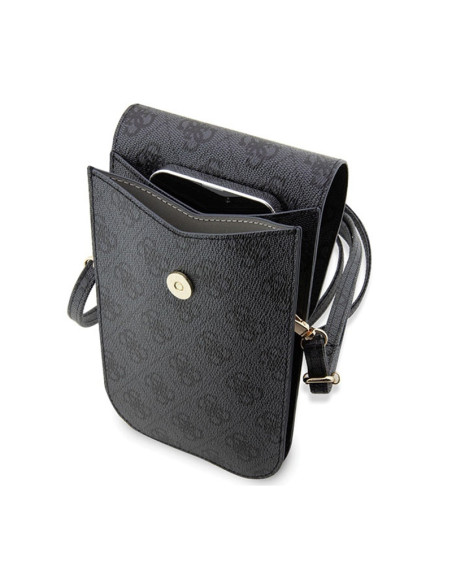 Torebka crossbody na telefon Guess 4G Stripes Czarny