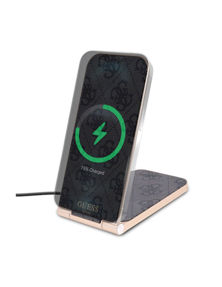 Składana ładowarka indykcyjna 2w1 z MagSafe do iPhone i AirPods 15W Guess 4G Pattern MagSafe Czarny